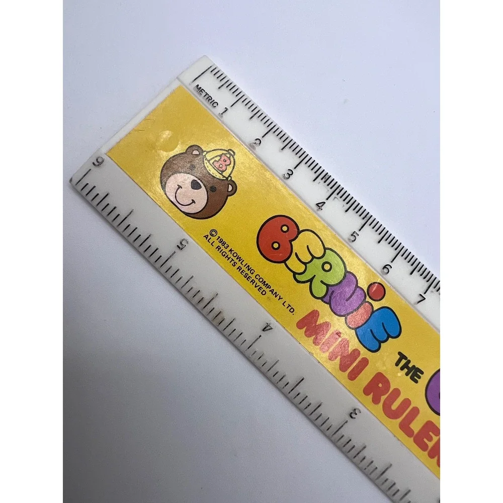 Vintage Bernie The Bear Plastic Multi‎ Colored Mini Ruler 1983 Office Tools Cute
